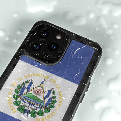 El Salvador Flag Distressed iPhone 14 Pro Max Waterproof Case